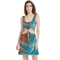 Sea Ocean Coastline Coast Sky Clouds Beach Sand Velour Cutout Dress by danenraven