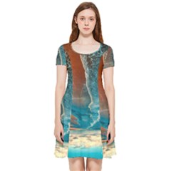 Sea Ocean Coastline Coast Sky Clouds Beach Sand Inside Out Cap Sleeve Dress by danenraven