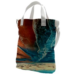 Sea Ocean Coastline Coast Sky Clouds Beach Sand Canvas Messenger Bag by danenraven