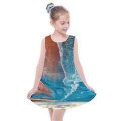 Sea Ocean Coastline Coast Sky Clouds Beach Sand Kids  Summer Dress by danenraven