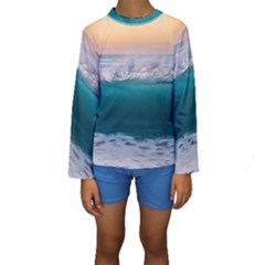 Beach Sea Waves Water Ocean Landscape Nature Kids  Long Sleeve Swimwear by danenraven