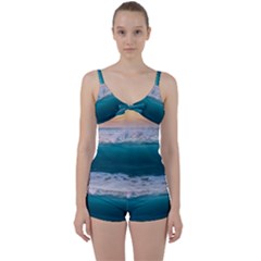 Beach Sea Waves Water Ocean Landscape Nature Tie Front Two Piece Tankini by danenraven