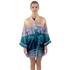 Beach Sea Waves Water Ocean Landscape Nature Long Sleeve Satin Kimono by danenraven