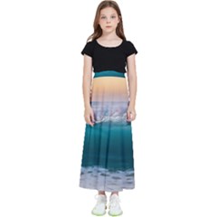 Beach Sea Waves Water Ocean Landscape Nature Kids  Flared Maxi Skirt by danenraven