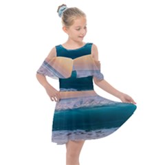 Beach Sea Waves Water Ocean Landscape Nature Kids  Shoulder Cutout Chiffon Dress by danenraven