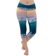 Beach Sea Waves Water Ocean Landscape Nature Lightweight Velour Capri Yoga Leggings by danenraven