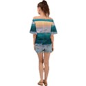 Beach Sea Waves Water Ocean Landscape Nature Off Shoulder Short Sleeve Top View2