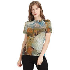 Abstract Mountains Landscape Tabloid Texture Women s Short Sleeve Rash Guard by danenraven