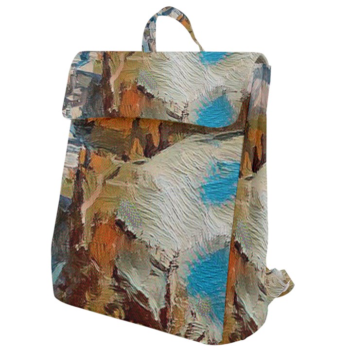 Abstract Mountains Landscape Tabloid Texture Flap Top Backpack