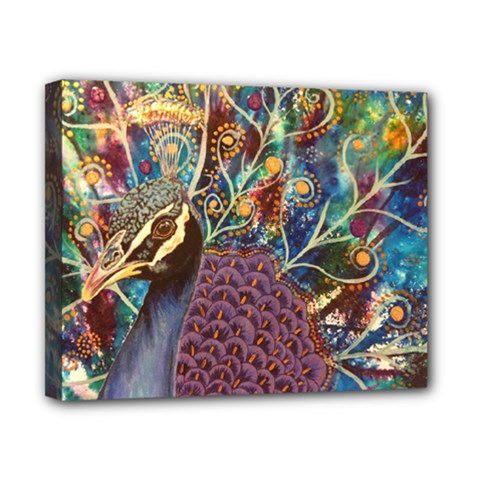 Peacock Mixed Media Bird Animal Canvas 10  X 8  (stretched) by danenraven