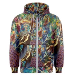 Peacock Mixed Media Bird Animal Men s Zipper Hoodie by danenraven