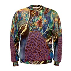 Peacock Mixed Media Bird Animal Men s Sweatshirt by danenraven