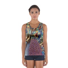 Peacock Mixed Media Bird Animal Sport Tank Top  by danenraven