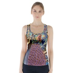 Peacock Mixed Media Bird Animal Racer Back Sports Top by danenraven