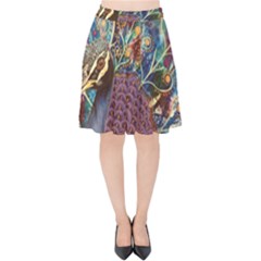 Peacock Mixed Media Bird Animal Velvet High Waist Skirt by danenraven