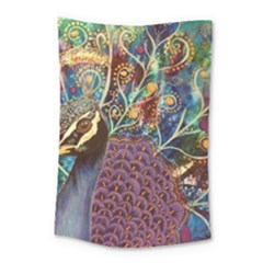 Peacock Mixed Media Bird Animal Small Tapestry by danenraven