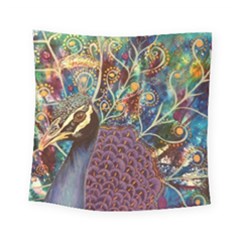 Peacock Mixed Media Bird Animal Square Tapestry (small) by danenraven