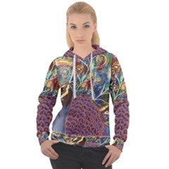 Peacock Mixed Media Bird Animal Women s Overhead Hoodie by danenraven