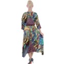 Peacock Mixed Media Bird Animal Quarter Sleeve Wrap Front Maxi Dress View2