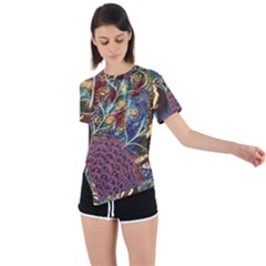 Peacock Mixed Media Bird Animal Asymmetrical Short Sleeve Sports Tee by danenraven