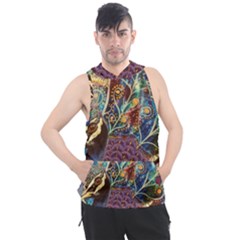 Peacock Mixed Media Bird Animal Men s Sleeveless Hoodie by danenraven