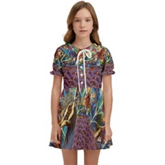 Peacock Mixed Media Bird Animal Kids  Sweet Collar Dress by danenraven