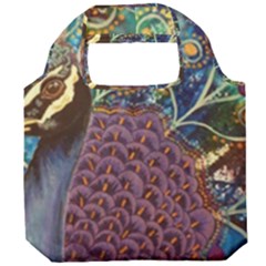 Peacock Mixed Media Bird Animal Foldable Grocery Recycle Bag by danenraven