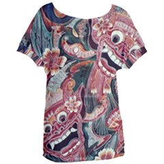 Indonesia Bali Batik Fabric Impression Patterns Women s Oversized Tee by danenraven