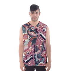 Indonesia Bali Batik Fabric Impression Patterns Men s Basketball Tank Top by danenraven