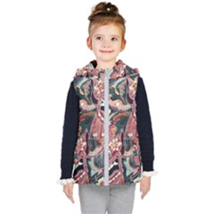 Indonesia Bali Batik Fabric Impression Patterns Kids  Hooded Puffer Vest by danenraven