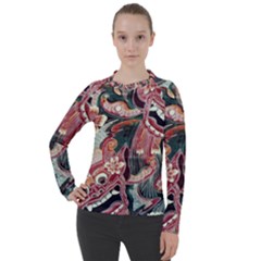 Indonesia Bali Batik Fabric Impression Patterns Women s Pique Long Sleeve Tee