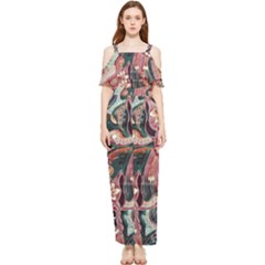 Indonesia Bali Batik Fabric Impression Patterns Draped Sleeveless Chiffon Jumpsuit by danenraven