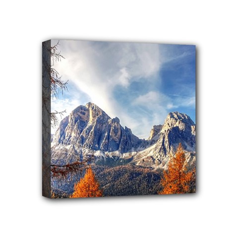 Dolomites Mountains Alps Alpine Trees Conifers Mini Canvas 4  X 4  (stretched) by danenraven