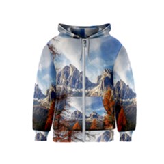 Dolomites Mountains Alps Alpine Trees Conifers Kids  Zipper Hoodie by danenraven