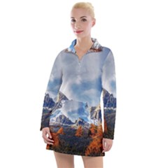 Dolomites Mountains Alps Alpine Trees Conifers Women s Long Sleeve Casual Dress by danenraven