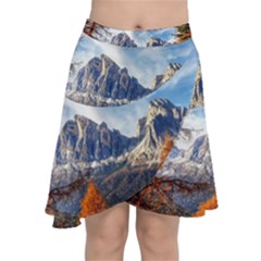 Dolomites Mountains Alps Alpine Trees Conifers Chiffon Wrap Front Skirt by danenraven