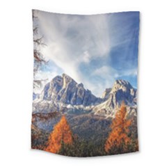 Dolomites Mountains Alps Alpine Trees Conifers Medium Tapestry by danenraven