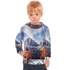 Dolomites Mountains Alps Alpine Trees Conifers Kids  Hooded Pullover by danenraven