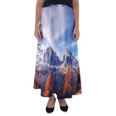 Dolomites Mountains Alps Alpine Trees Conifers Flared Maxi Skirt by danenraven