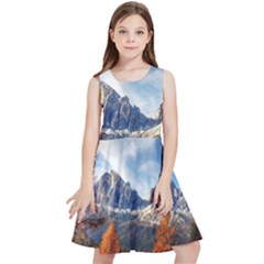 Dolomites Mountains Alps Alpine Trees Conifers Kids  Skater Dress by danenraven