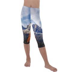 Dolomites Mountains Alps Alpine Trees Conifers Kids  Lightweight Velour Capri Leggings  by danenraven