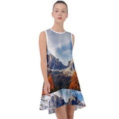 Dolomites Mountains Alps Alpine Trees Conifers Frill Swing Dress by danenraven