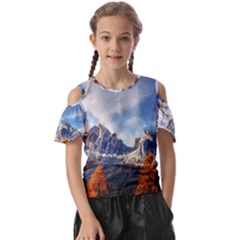 Dolomites Mountains Alps Alpine Trees Conifers Kids  Butterfly Cutout Tee by danenraven