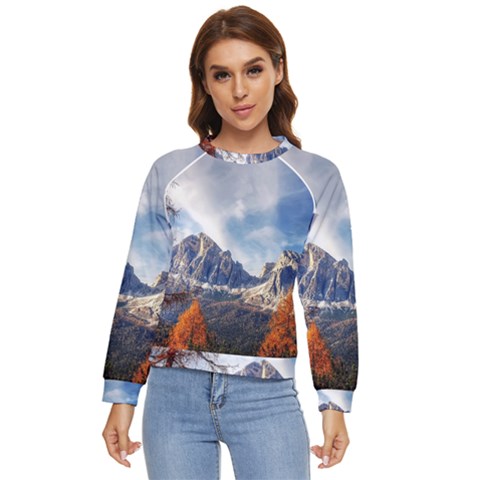 Dolomites Mountains Alps Alpine Trees Conifers Women s Long Sleeve Raglan Tee by danenraven