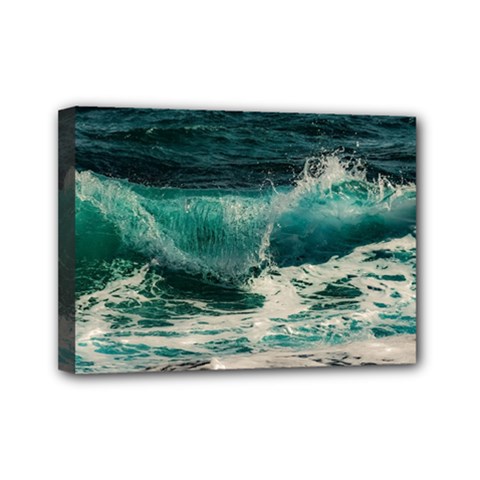 Sea Ocean Waves Seascape Beach Mini Canvas 7  X 5  (stretched) by danenraven