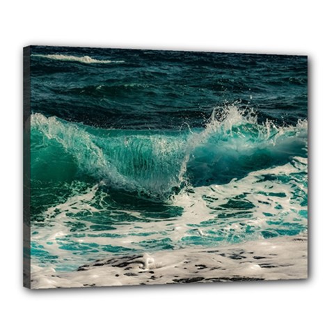 Sea Ocean Waves Seascape Beach Canvas 20  X 16  (stretched) by danenraven