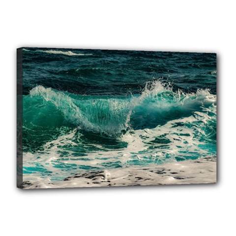 Sea Ocean Waves Seascape Beach Canvas 18  X 12  (stretched) by danenraven