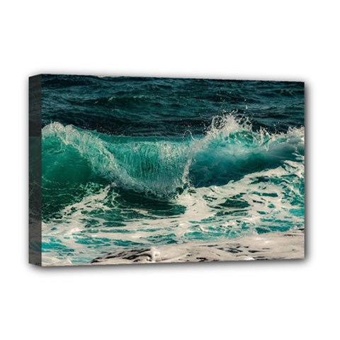 Sea Ocean Waves Seascape Beach Deluxe Canvas 18  X 12  (stretched) by danenraven