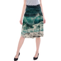 Sea Ocean Waves Seascape Beach Midi Beach Skirt by danenraven