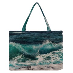 Sea Ocean Waves Seascape Beach Zipper Medium Tote Bag by danenraven